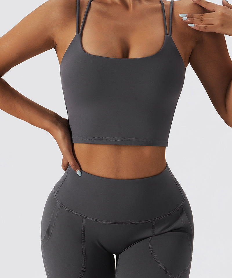 Fleece-Lined Strappy Sports Bra by bornfocus