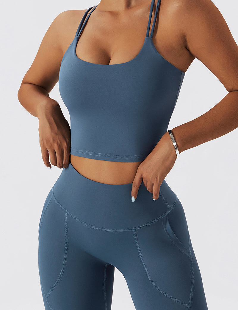 Fleece-Lined Strappy Sports Bra by bornfocus