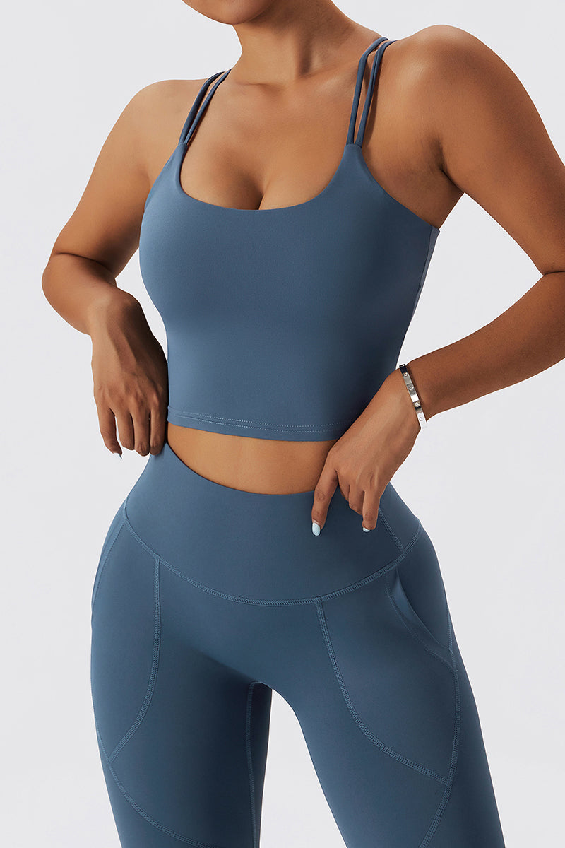 Fleece-Lined Strappy Sports Bra by bornfocus