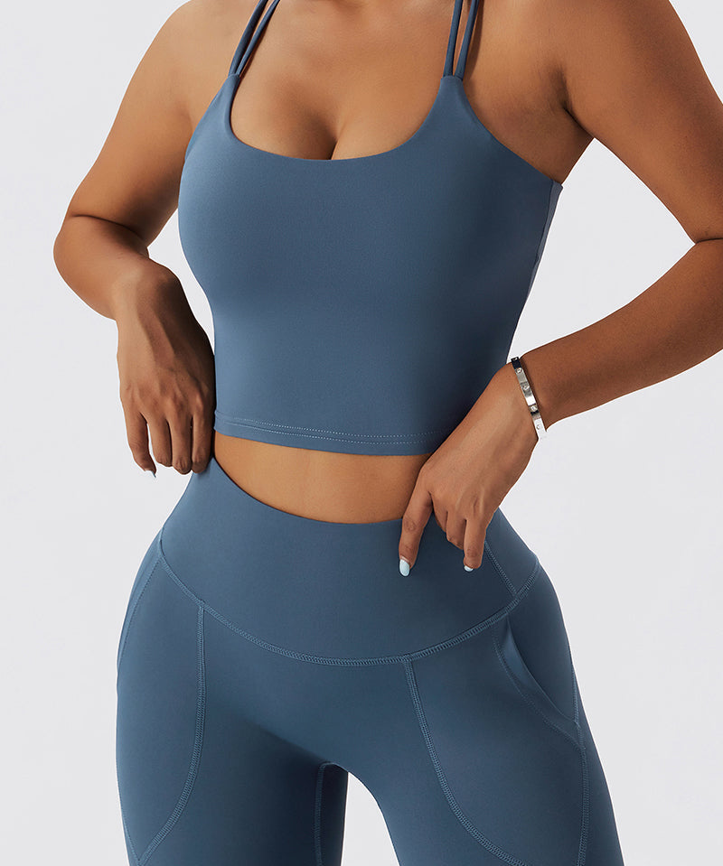 Fleece-Lined Strappy Sports Bra by bornfocus