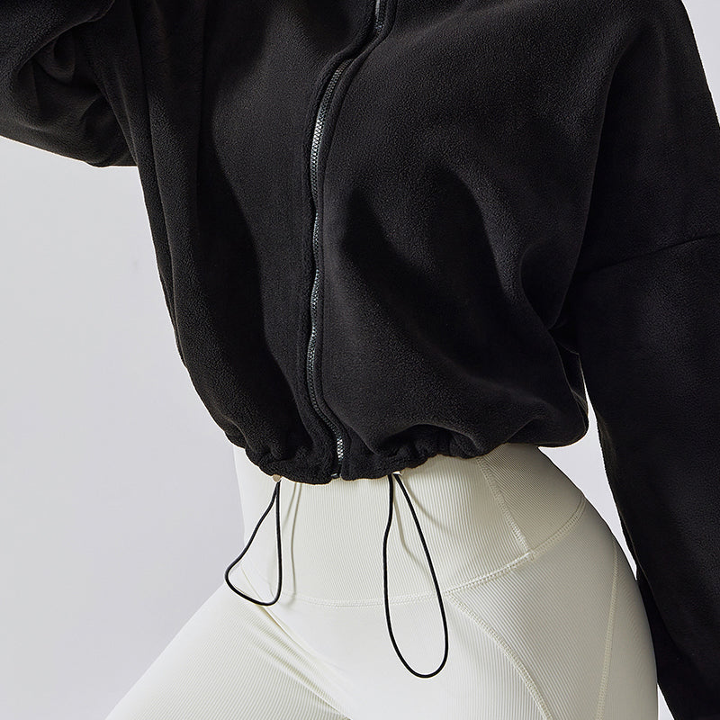 Front Closure Faux Fur Cropped Sweatshirt by bornfocus