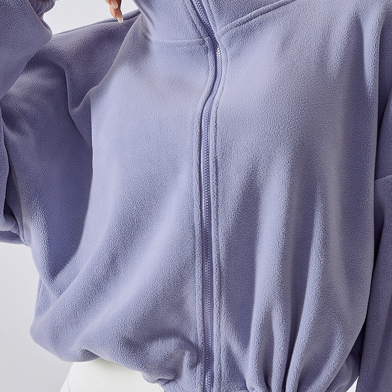 Front Closure Faux Fur Cropped Sweatshirt by bornfocus