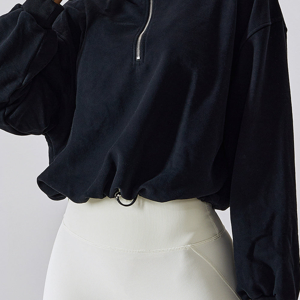 Front Closure Pullover Sweatshirt Relaxed Fit by bornfocus