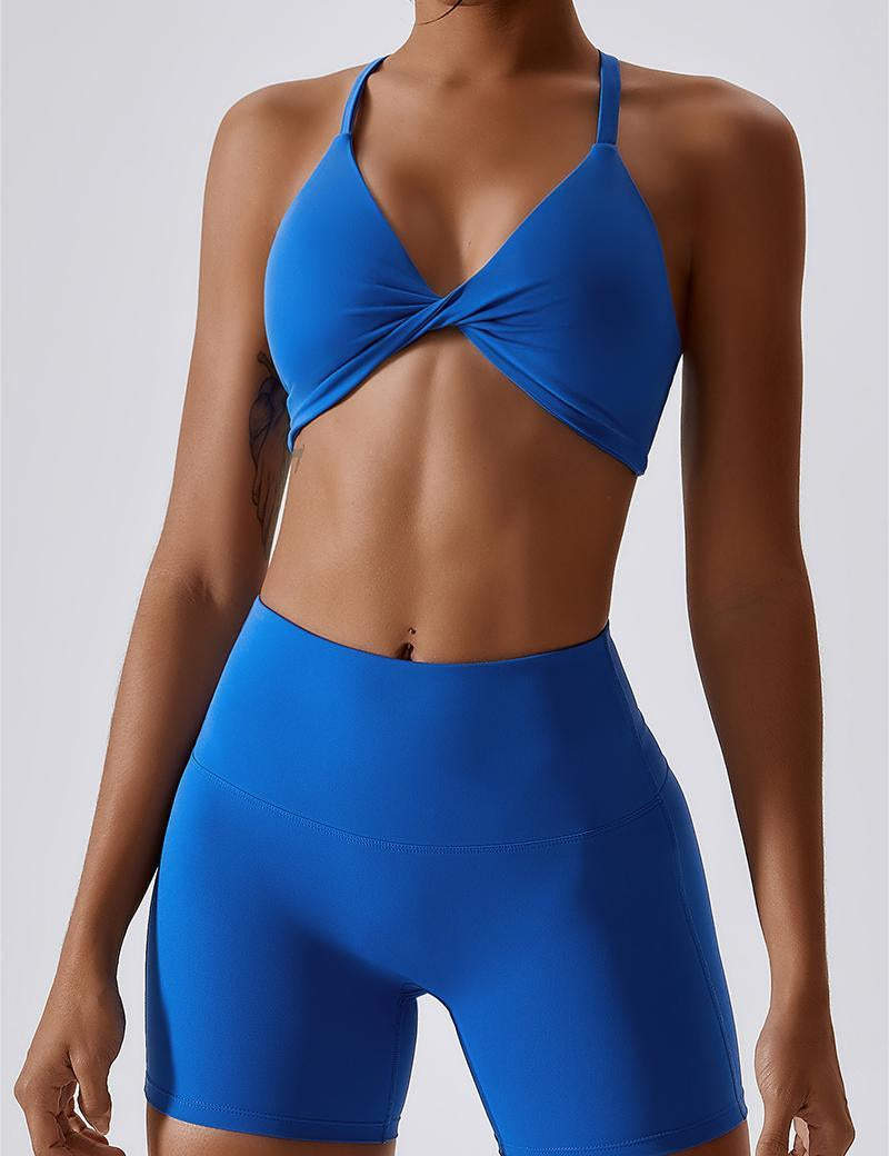 Twisted Front Strappy Sports Bra by bornfocus