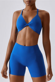 Twisted Front Strappy Sports Bra by bornfocus