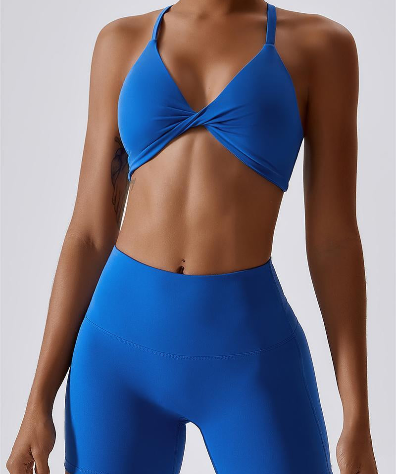 Twisted Front Strappy Sports Bra by bornfocus