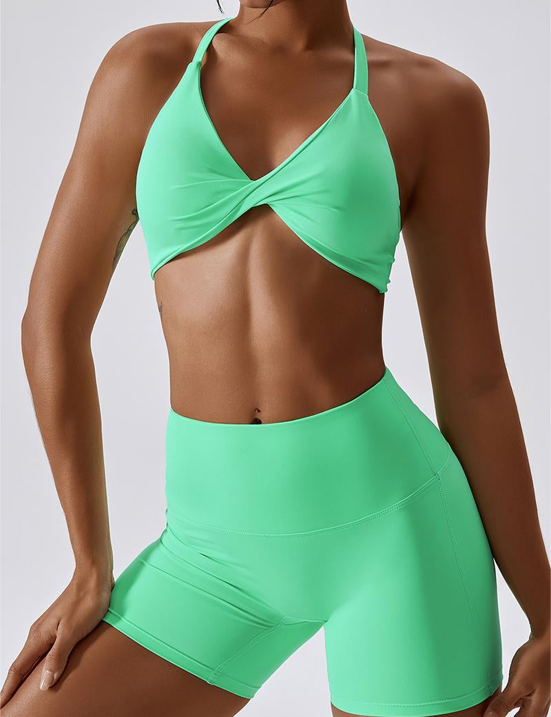 Twisted Front Strappy Sports Bra by bornfocus