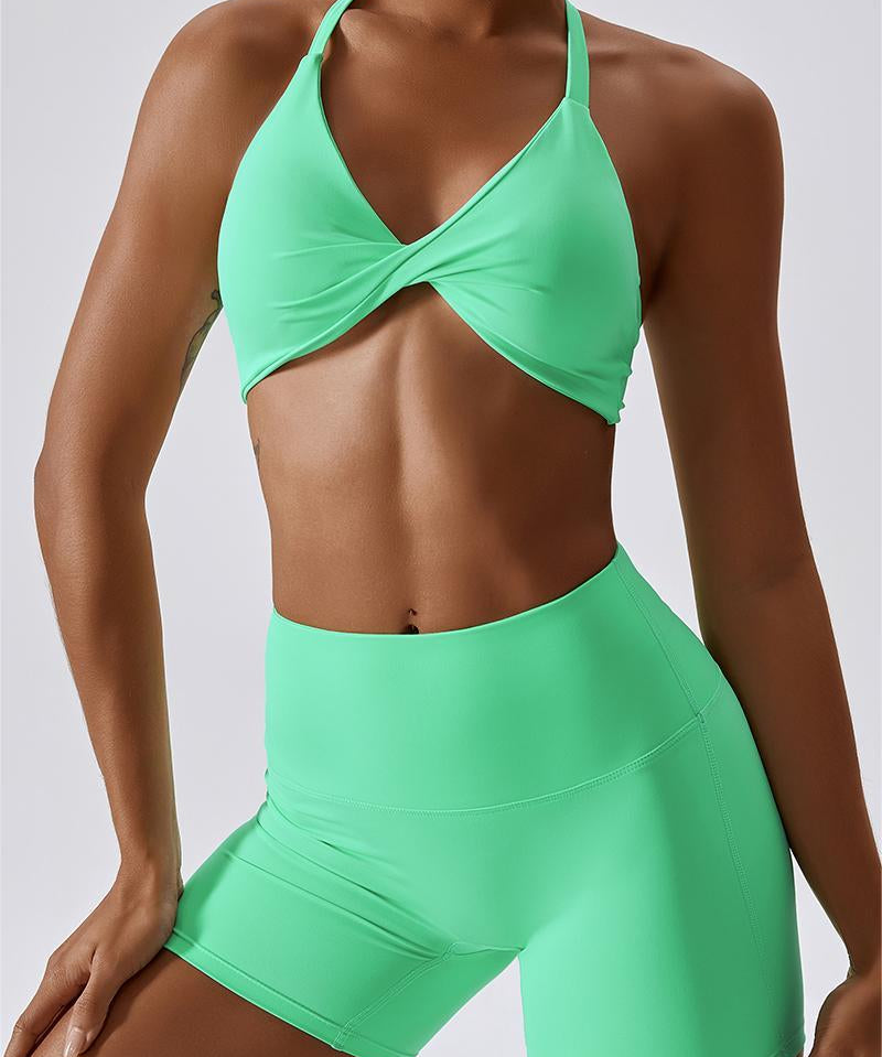 Twisted Front Strappy Sports Bra by bornfocus