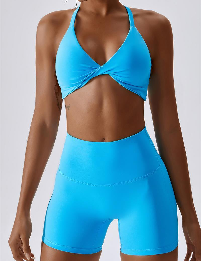 Twisted Front Strappy Sports Bra by bornfocus