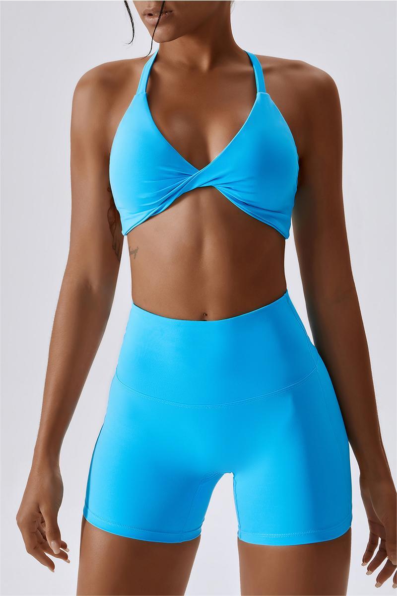 Twisted Front Strappy Sports Bra by bornfocus