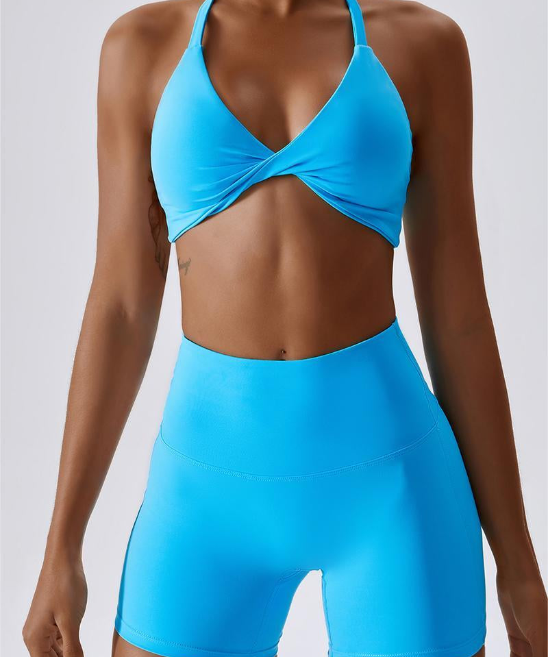 Twisted Front Strappy Sports Bra by bornfocus