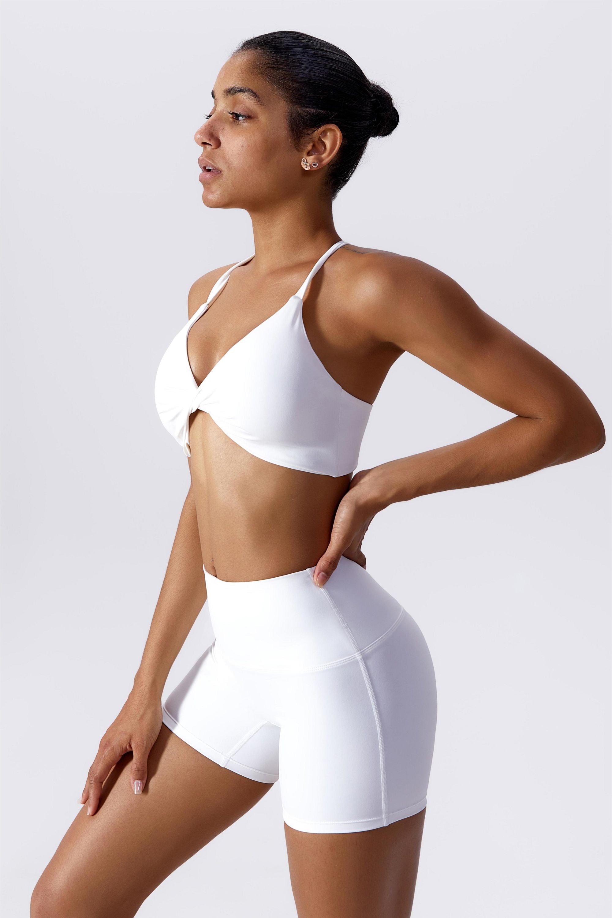 Twisted Front Strappy Sports Bra by bornfocus