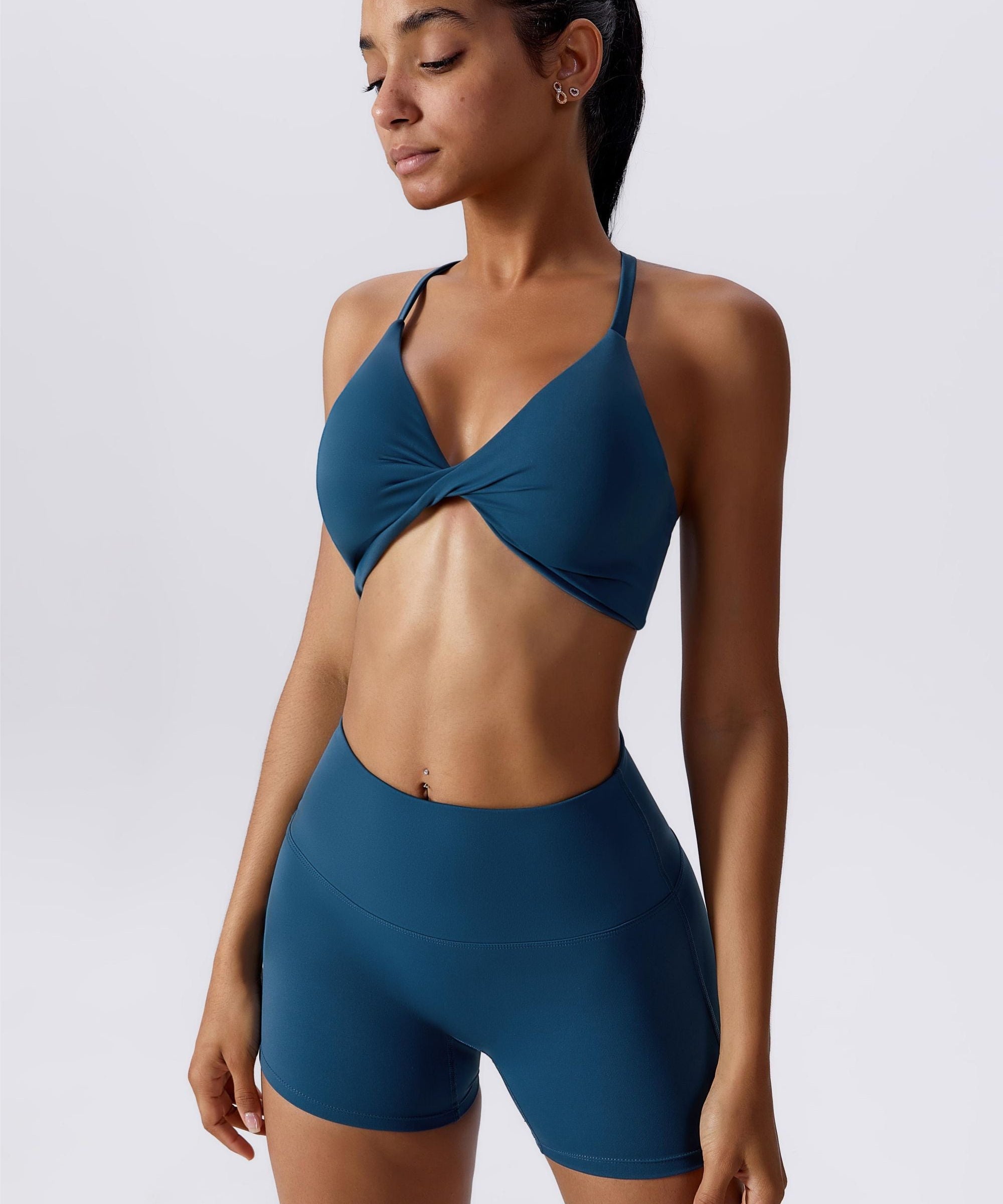 Twisted Front Strappy Sports Bra by bornfocus