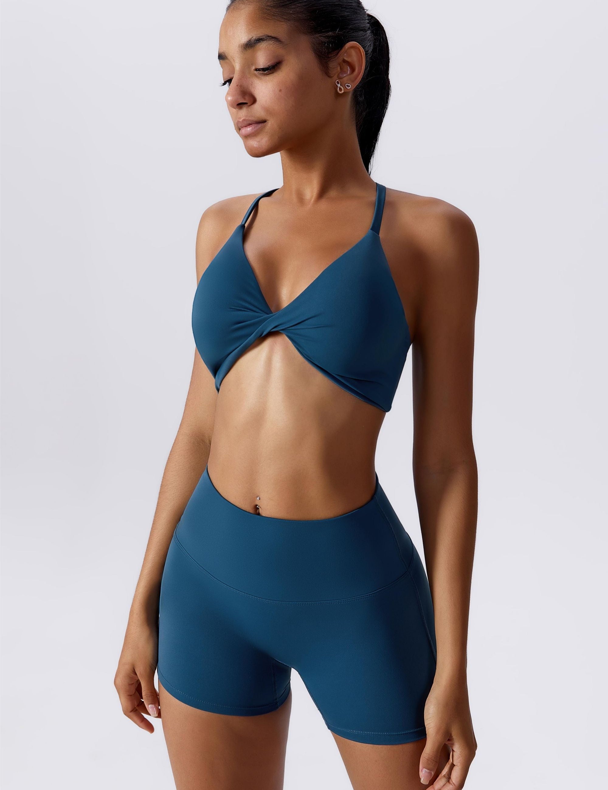 Twisted Front Strappy Sports Bra by bornfocus