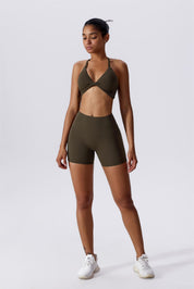 Twisted Front Strappy Sports Bra by bornfocus