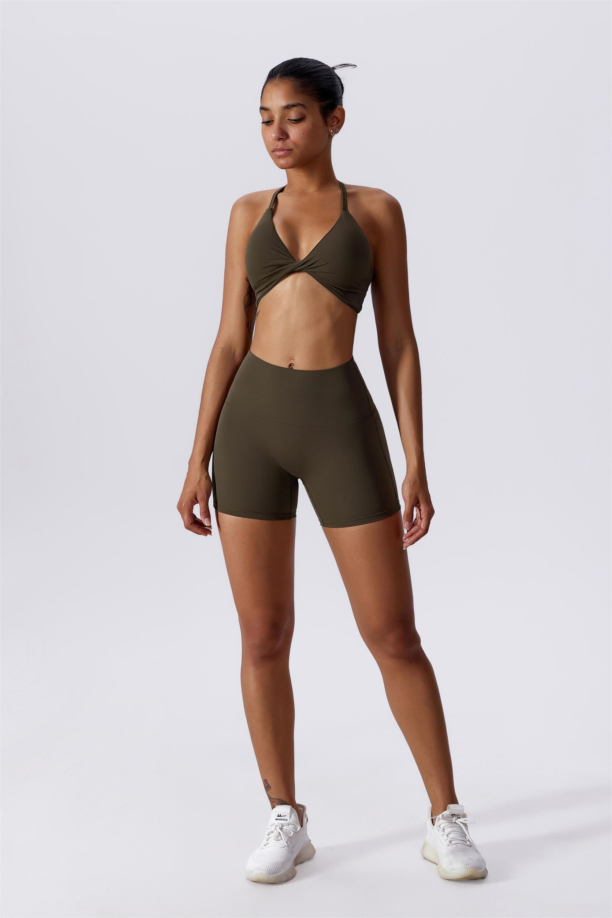 Twisted Front Strappy Sports Bra by bornfocus