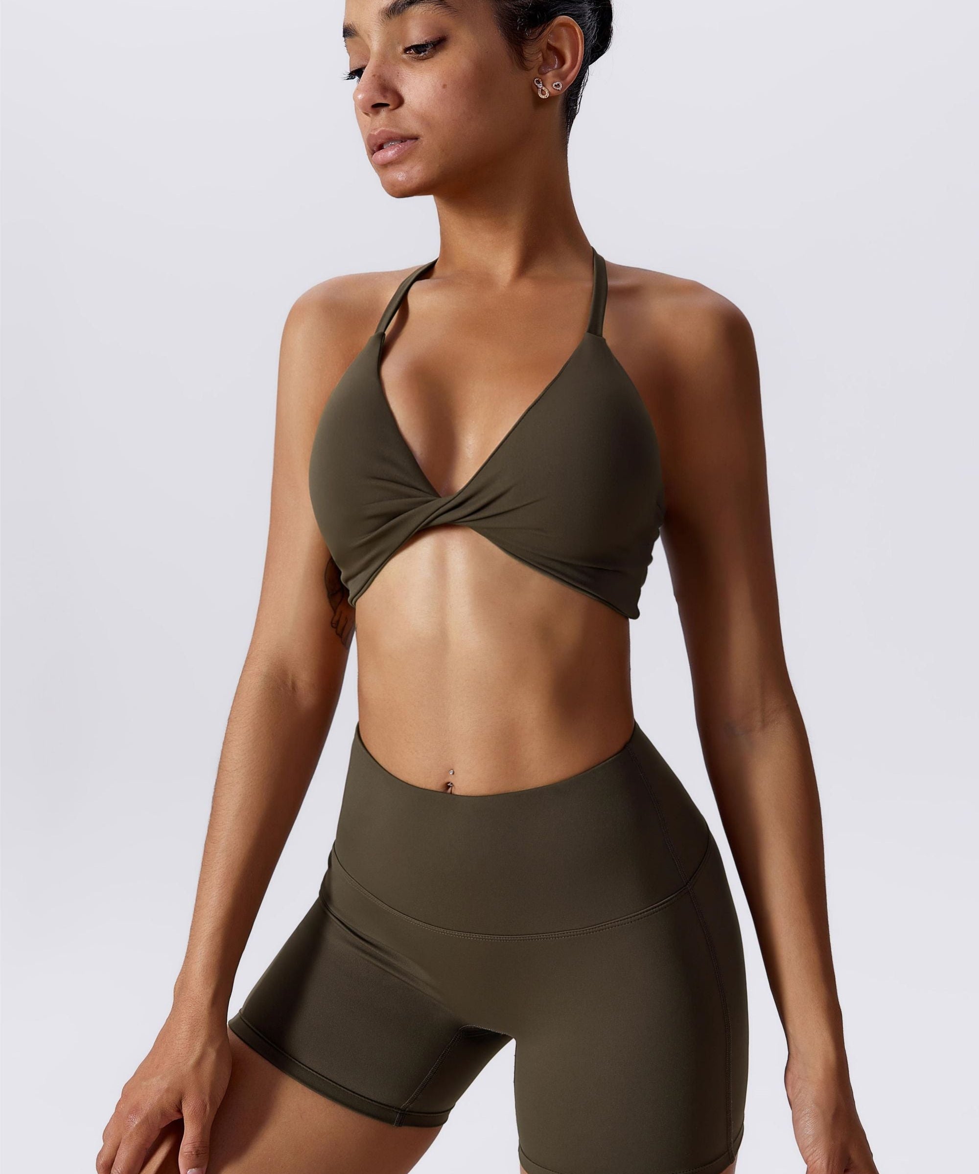 Twisted Front Strappy Sports Bra by bornfocus