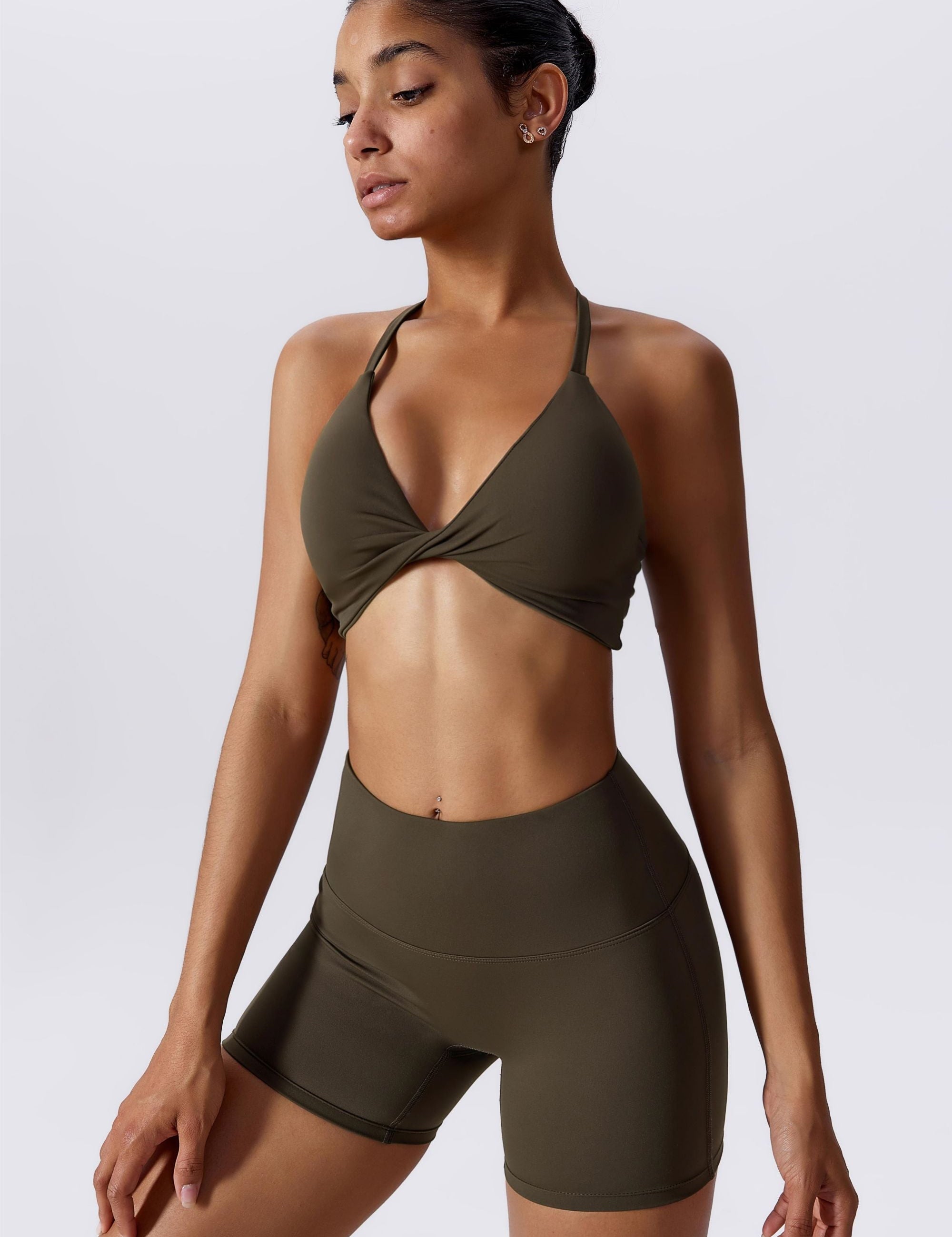 Twisted Front Strappy Sports Bra by bornfocus