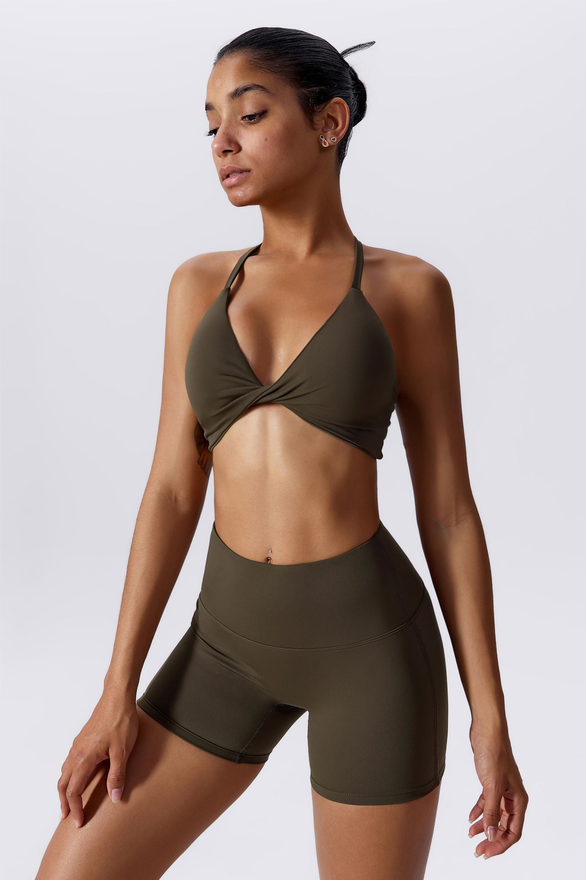 Twisted Front Strappy Sports Bra by bornfocus