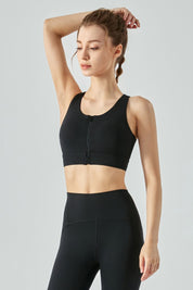 Front Zipper Racerback Sports Bra by bornfocus