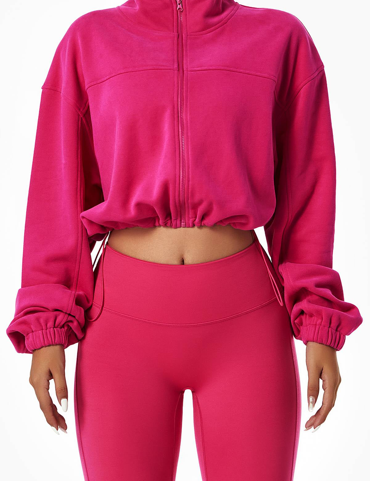 Full-Zip Cropped Sweatshirt Relaxed Fit by bornfocus