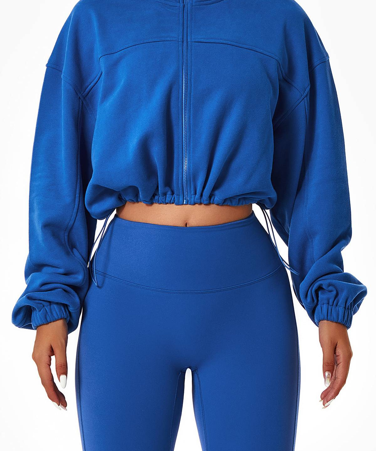 Full-Zip Cropped Sweatshirt Relaxed Fit by bornfocus