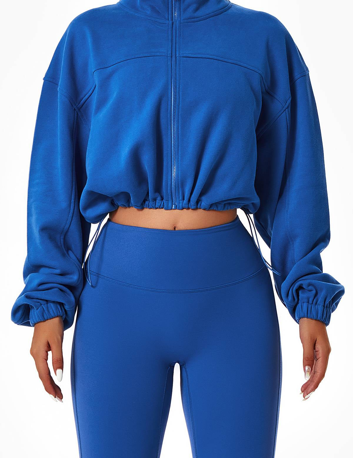 Full-Zip Cropped Sweatshirt Relaxed Fit by bornfocus