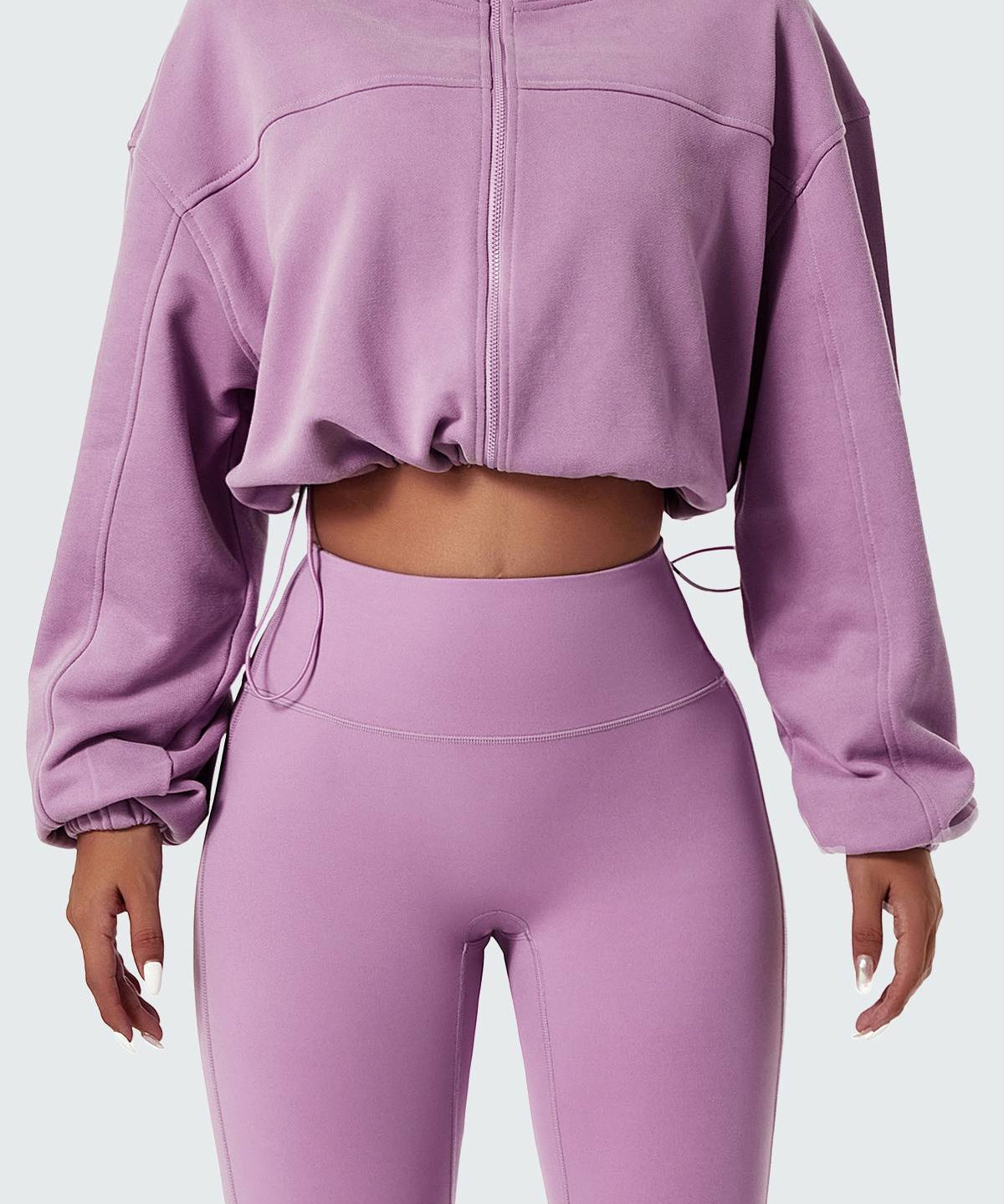 Full-Zip Cropped Sweatshirt Relaxed Fit by bornfocus