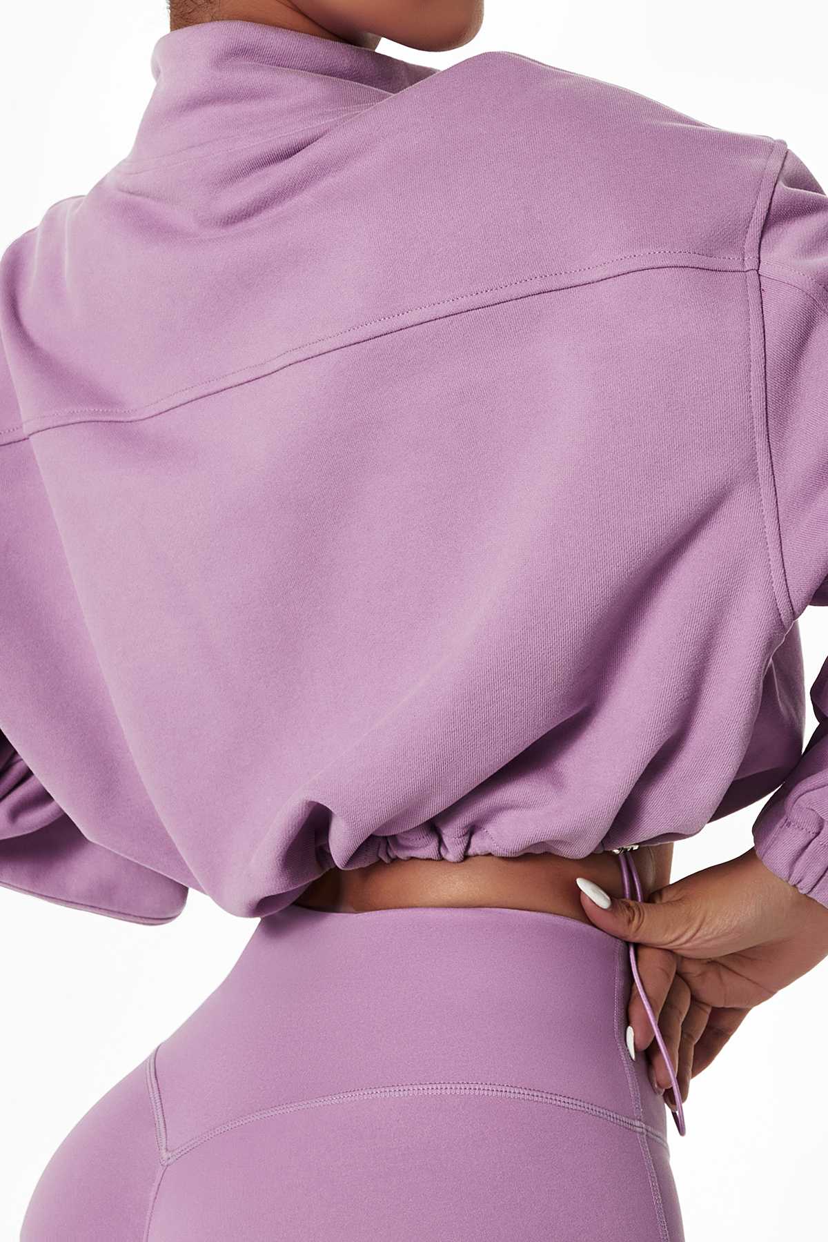 Full-Zip Cropped Sweatshirt Relaxed Fit by bornfocus