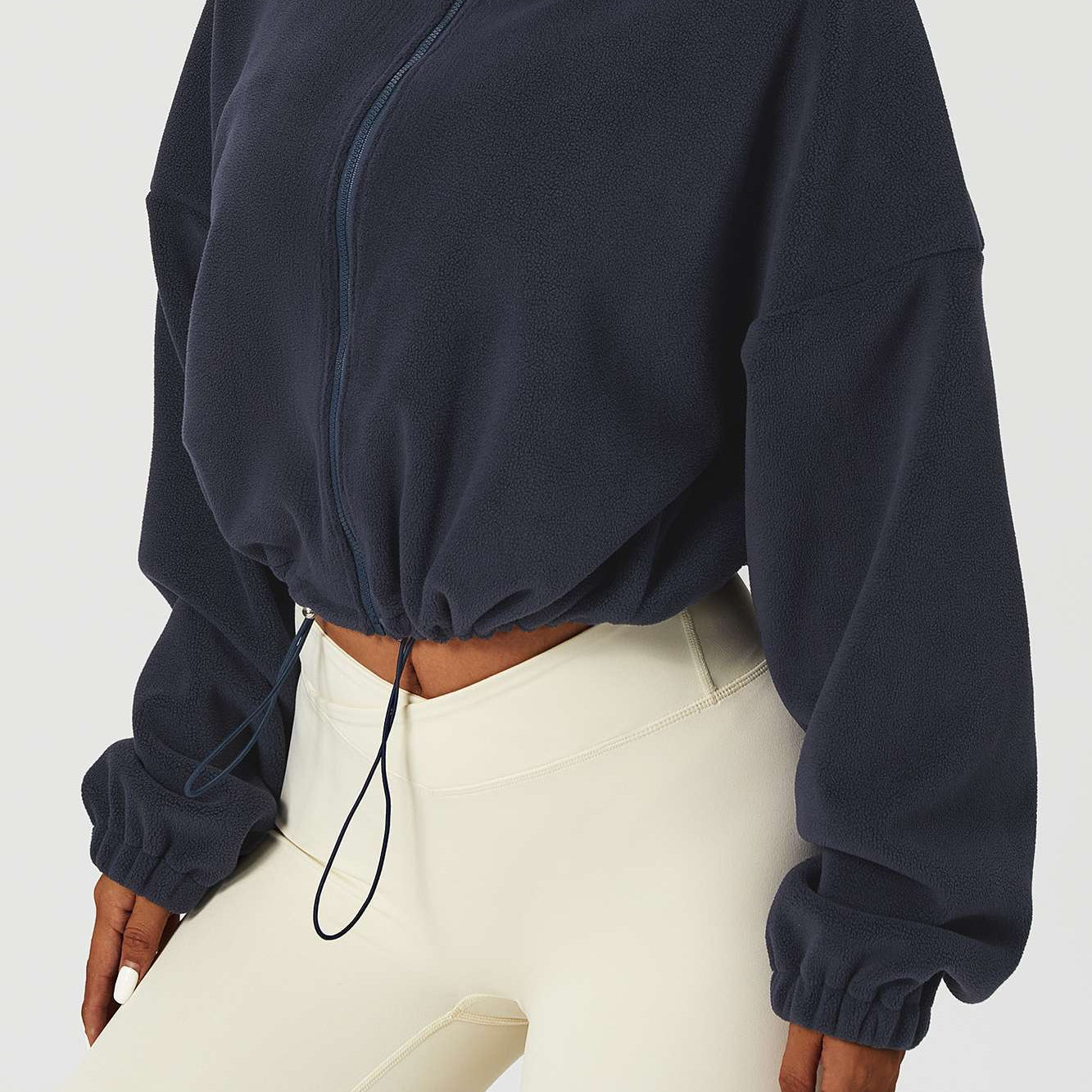 Zip-Up Faux Fur Cropped Sweatshirt by bornfocus