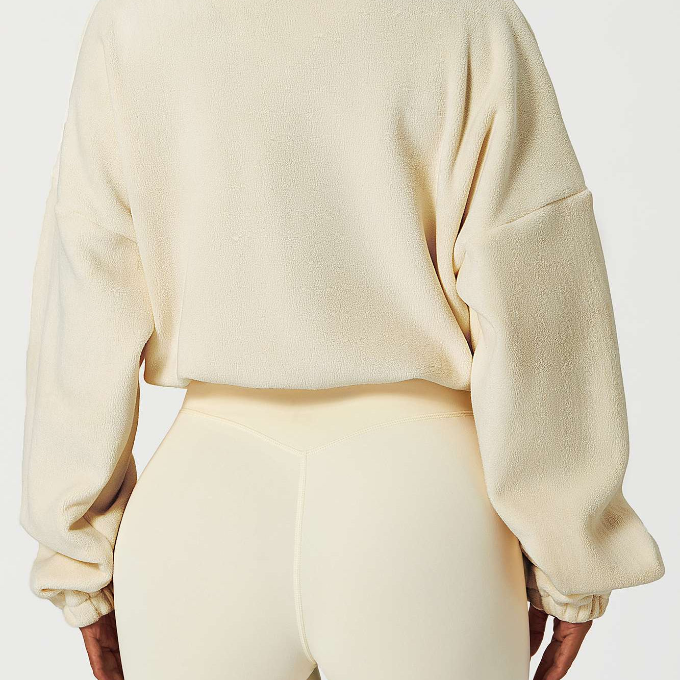 Zip-Up Faux Fur Cropped Sweatshirt by bornfocus