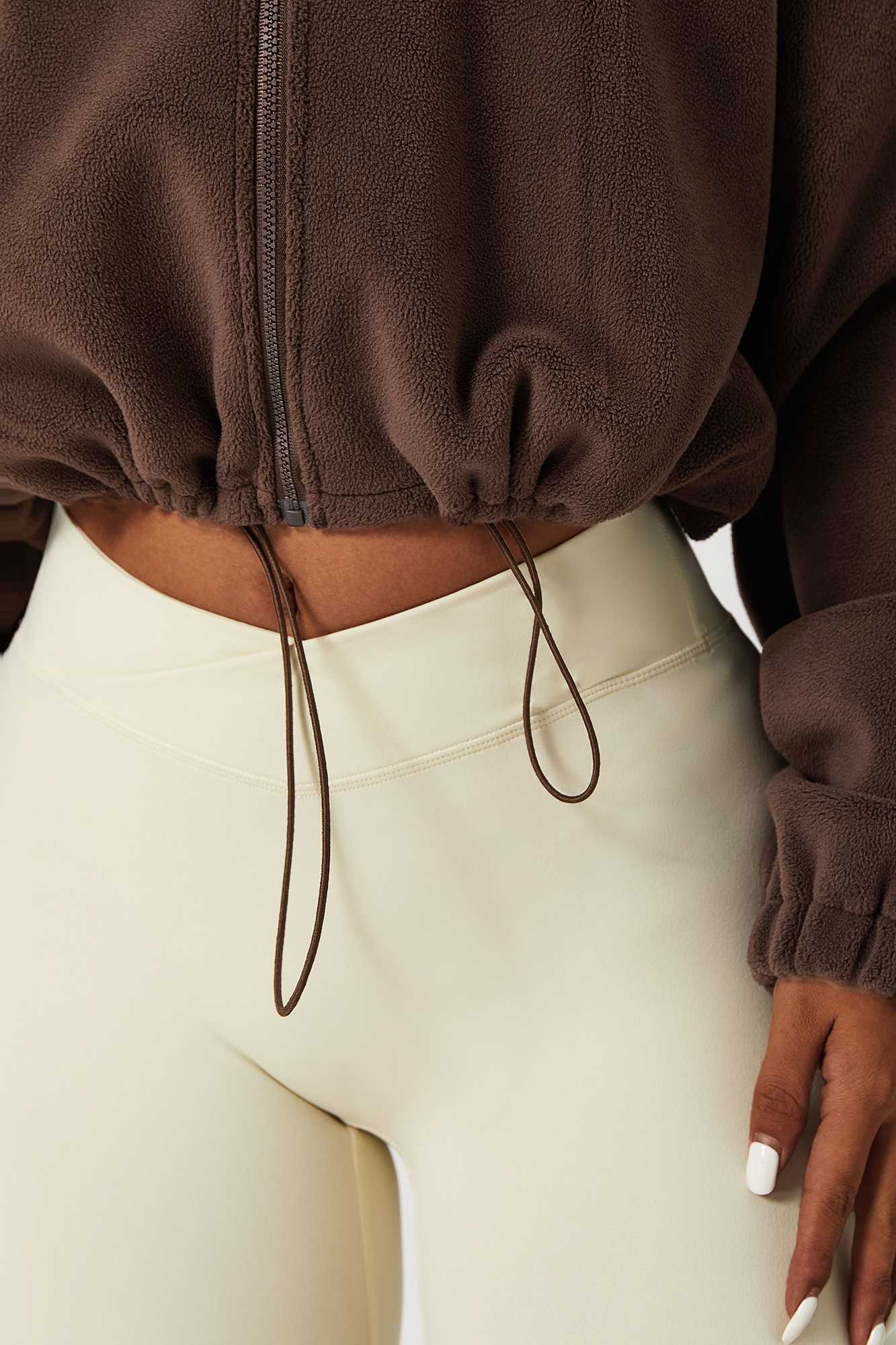 Zip-Up Faux Fur Cropped Sweatshirt by bornfocus