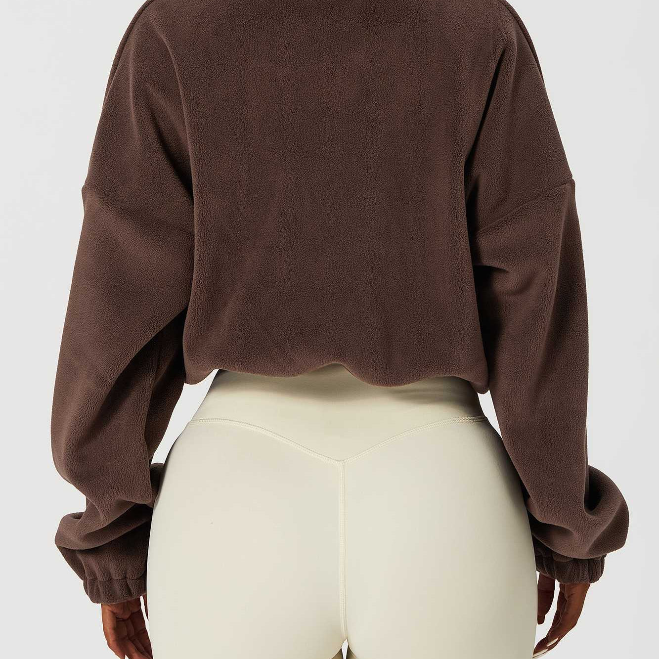 Zip-Up Faux Fur Cropped Sweatshirt by bornfocus