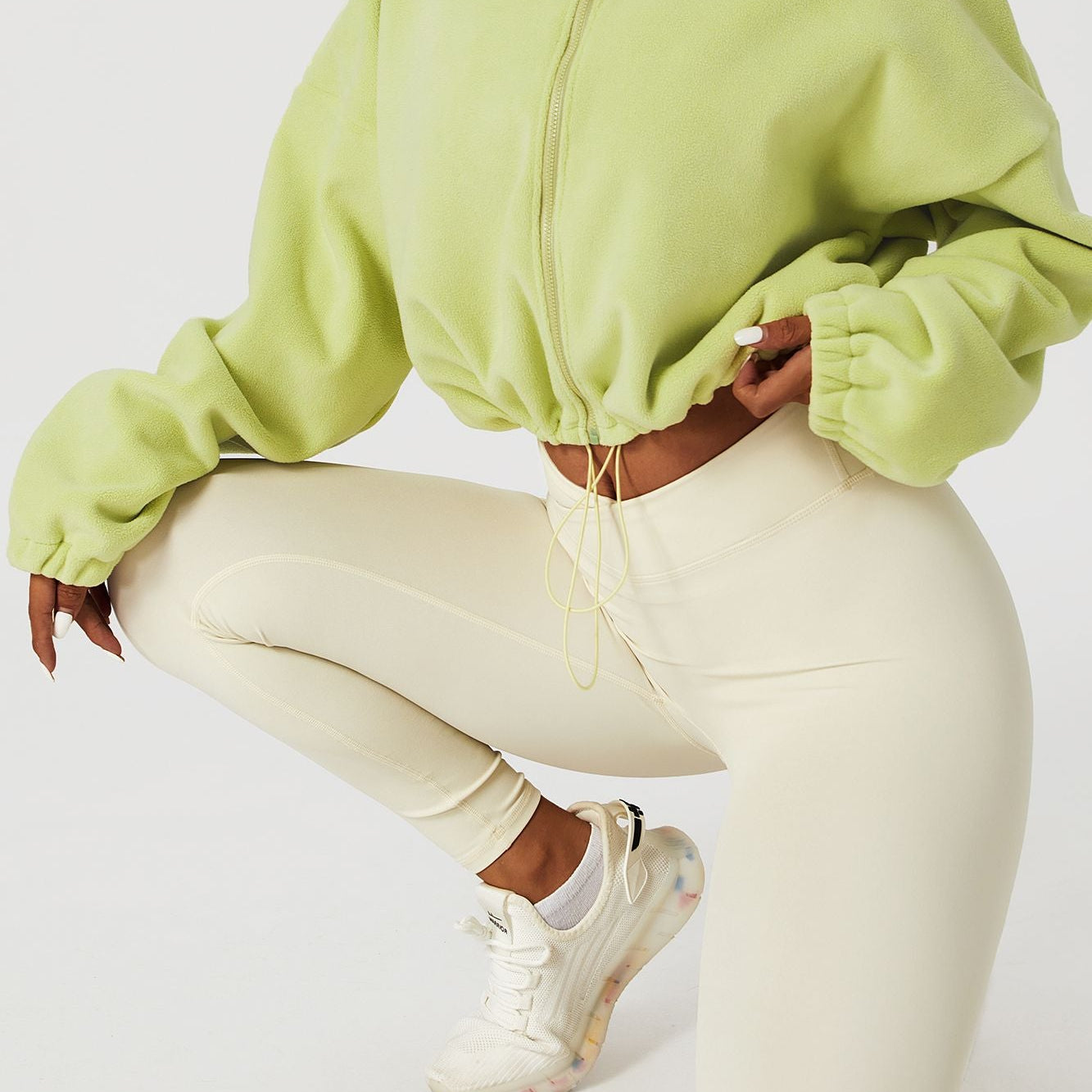 Zip-Up Faux Fur Cropped Sweatshirt by bornfocus