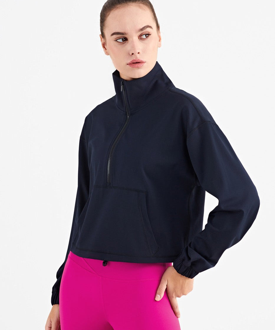 Half-Zip Cropped Pullover Sweatshirt by bornfocus