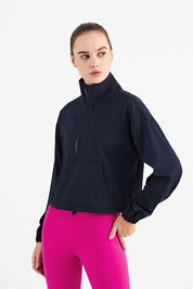 Half-Zip Cropped Pullover Sweatshirt by bornfocus