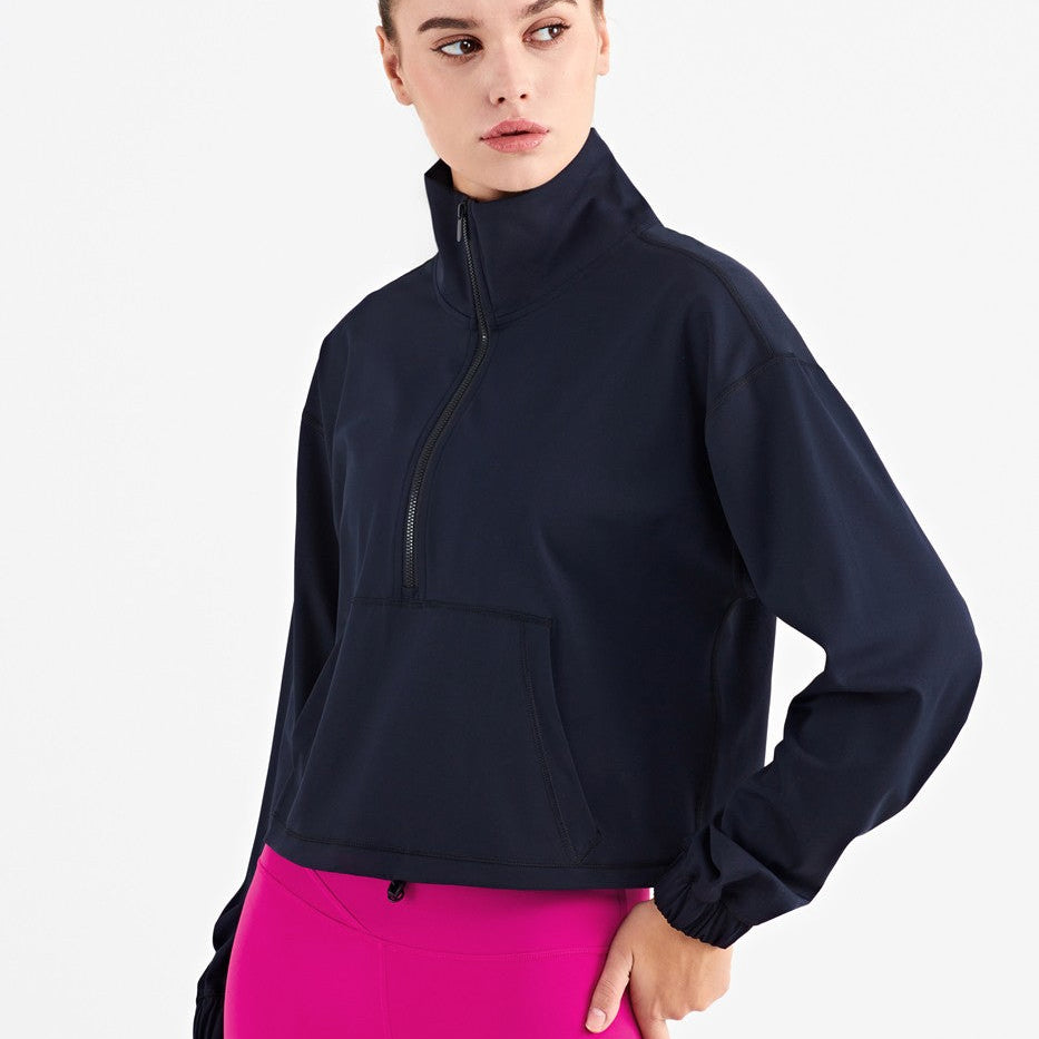 Half-Zip Cropped Pullover Sweatshirt by bornfocus
