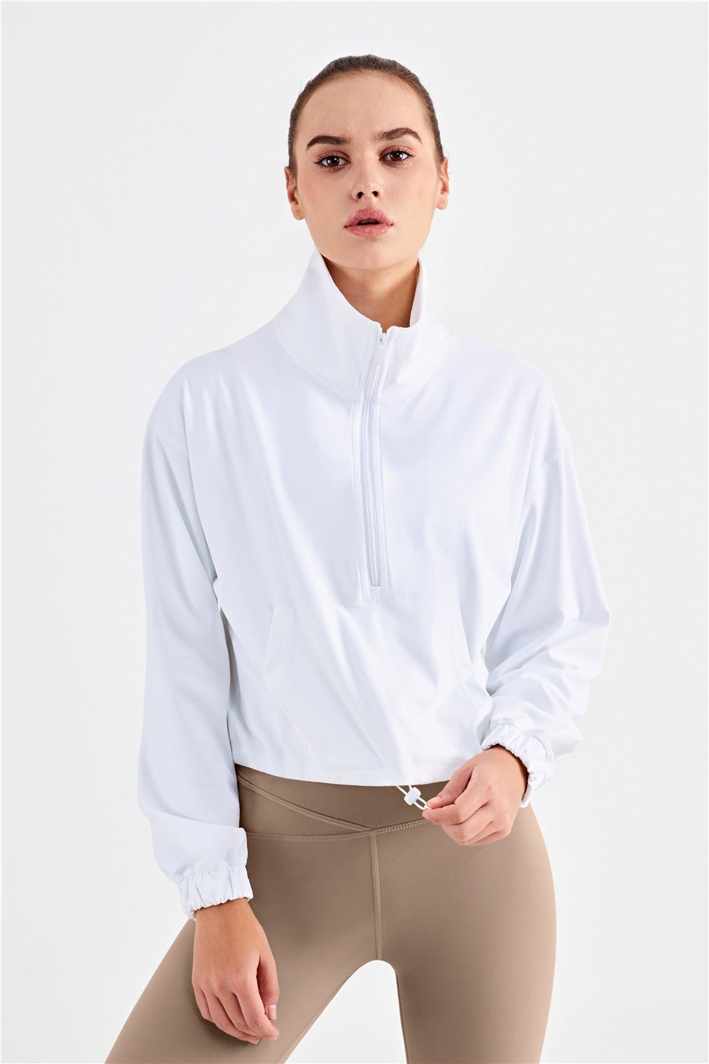 Half-Zip Cropped Pullover Sweatshirt by bornfocus