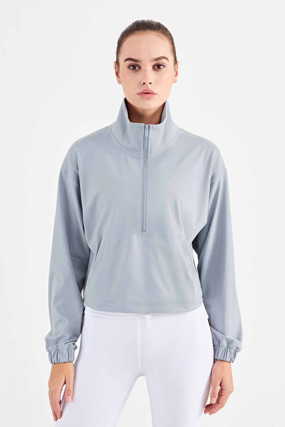 Half-Zip Cropped Pullover Sweatshirt by bornfocus