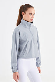 Half-Zip Cropped Pullover Sweatshirt by bornfocus