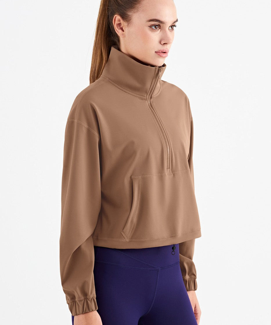 Half-Zip Cropped Pullover Sweatshirt by bornfocus