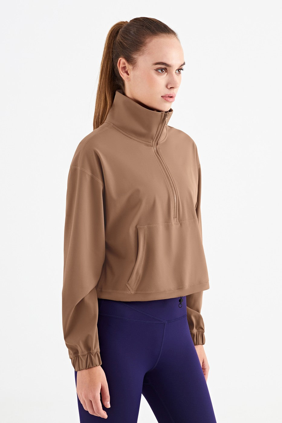 Half-Zip Cropped Pullover Sweatshirt by bornfocus