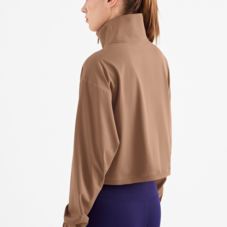 Half-Zip Cropped Pullover Sweatshirt by bornfocus