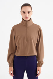 Half-Zip Cropped Pullover Sweatshirt by bornfocus