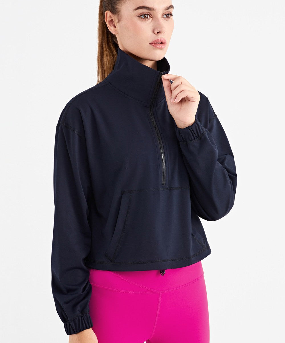 Half-Zip Cropped Pullover Sweatshirt by bornfocus