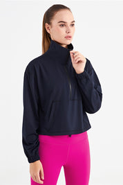 Half-Zip Cropped Pullover Sweatshirt by bornfocus