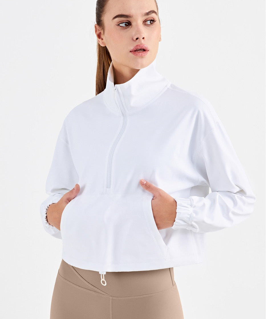 Half-Zip Cropped Pullover Sweatshirt by bornfocus