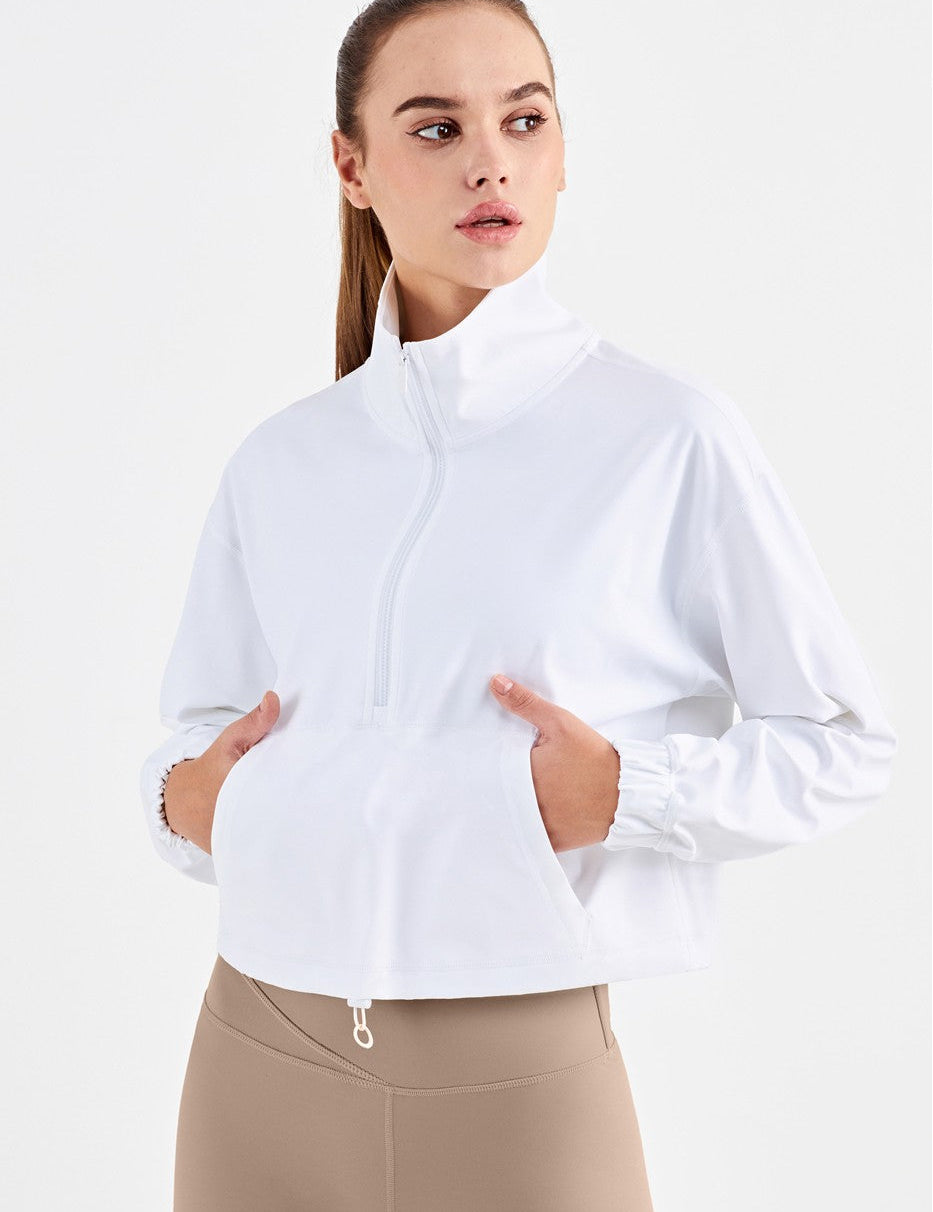 Half-Zip Cropped Pullover Sweatshirt by bornfocus