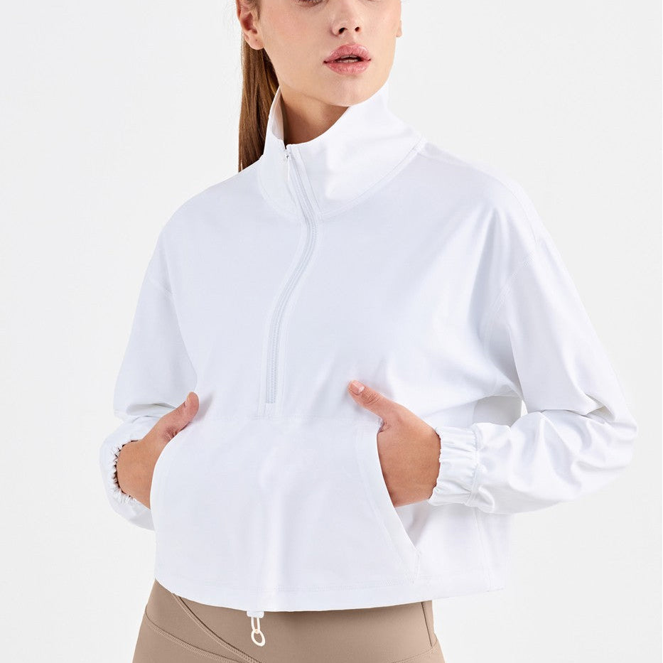 Half-Zip Cropped Pullover Sweatshirt by bornfocus