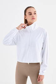 Half-Zip Cropped Pullover Sweatshirt by bornfocus